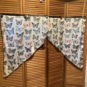 Colorful Vibrant White, Blue, Pink, Grey and Black Butterfly Valances
